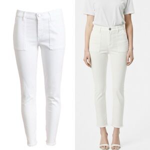 LOFT Skinny Crop Utility Jeans Raw Cut Hem White 6/28